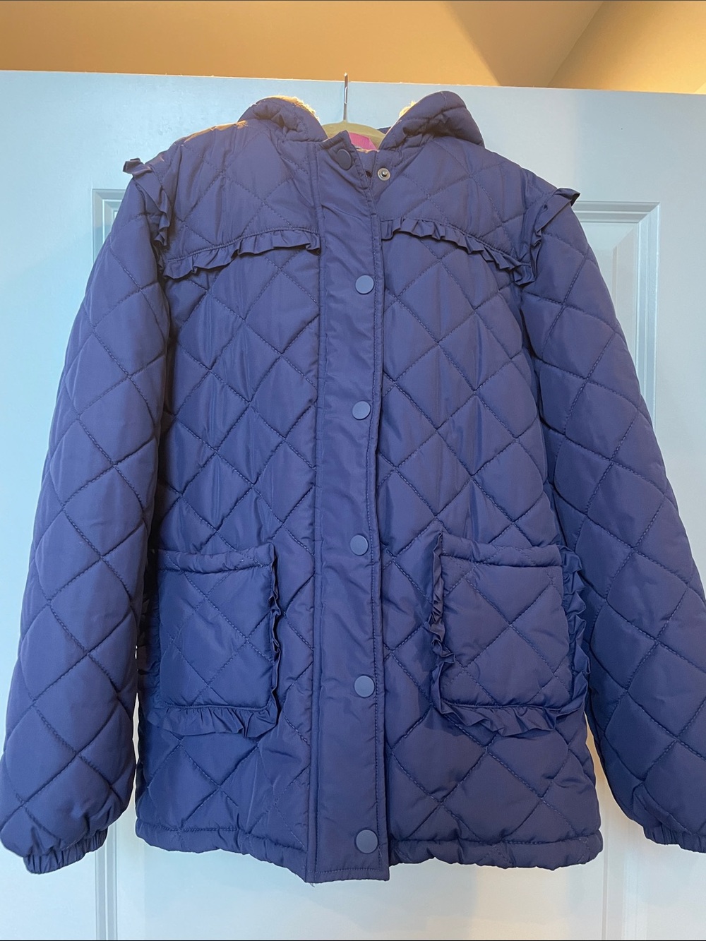 Mini Boden Purple Quilted Hooded Puffer Jacket